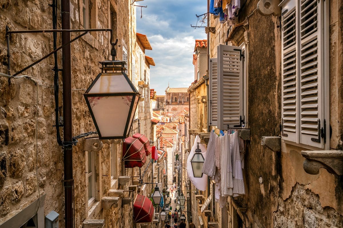 Famous narrow alleys of Dubrovnik