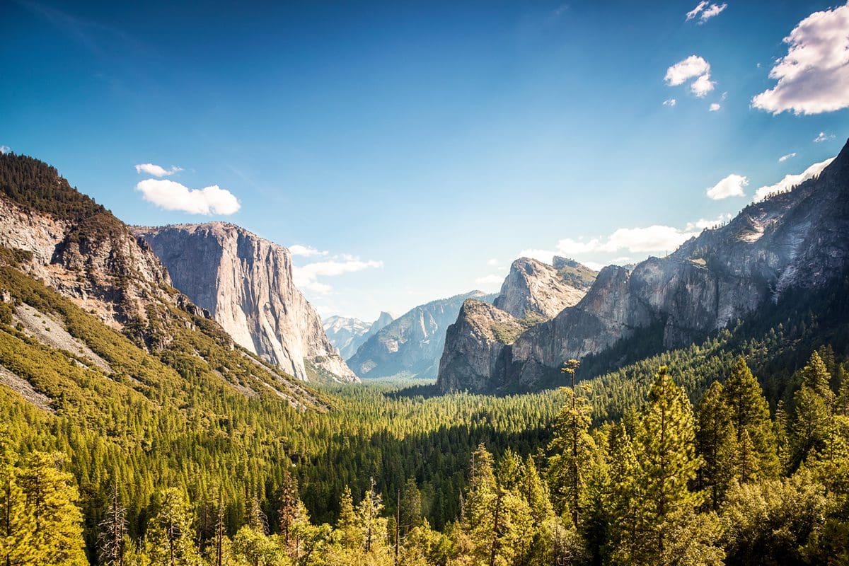 Yosemite valley view in California