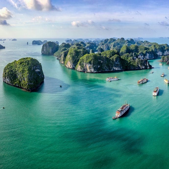 Aerial view of Halong Bay