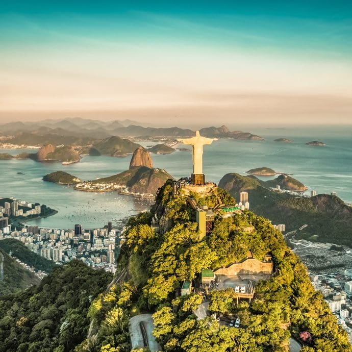 Aerial view of Christ the Redeemer, Rio de Janeiro, Brazil