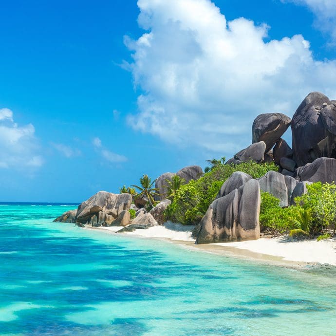 Anse Source d'Argent rocks, Seychelles - Looking for where's hot in April? This is a great choice!