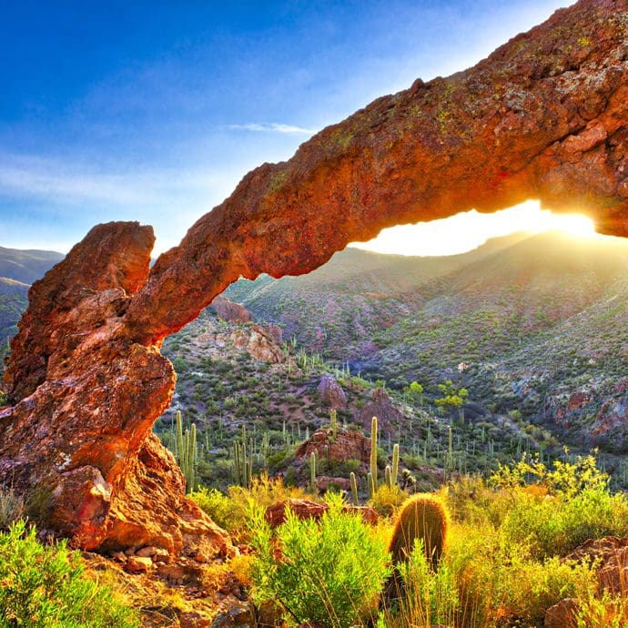 Elephant Arch under the Sonoran desert sunrise