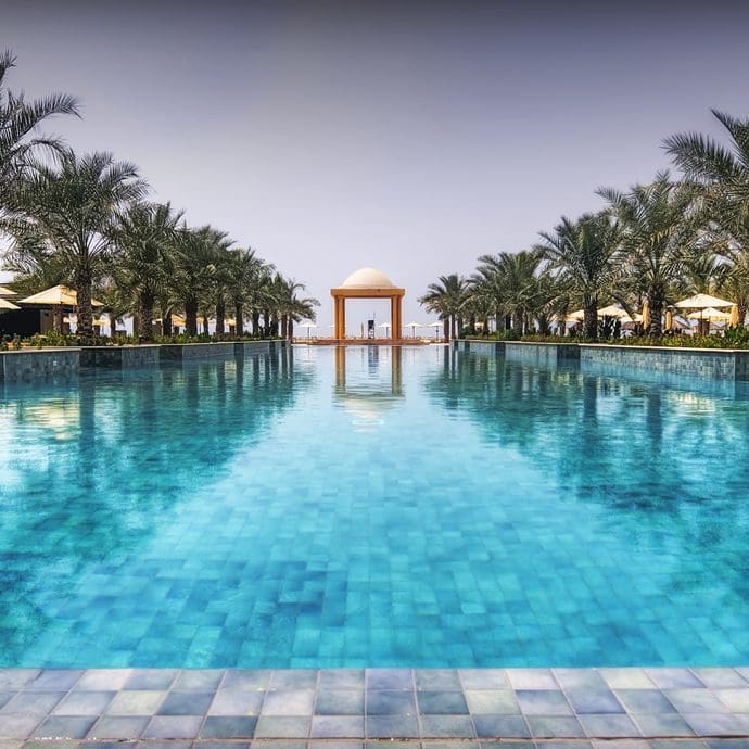 Luxury hotel pool, Ras Al Khaimah which is hot in February