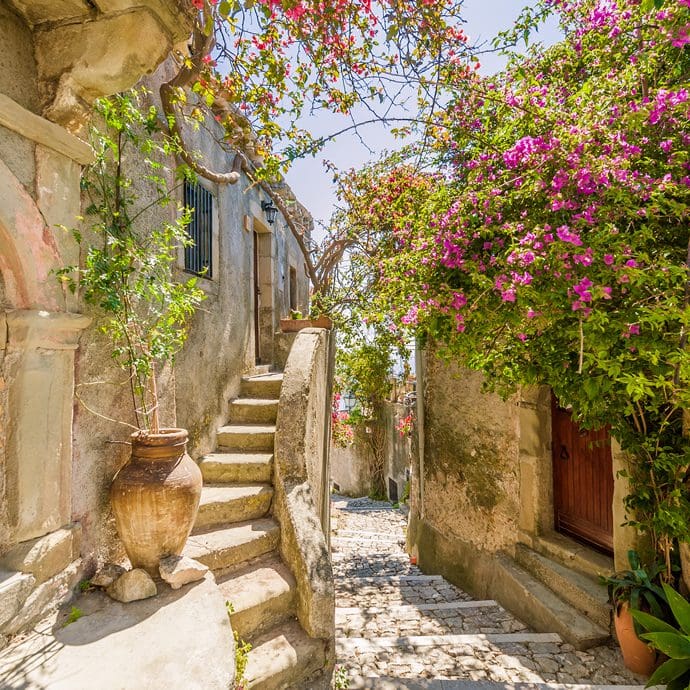 Old village with cobbled lanes in Sicily