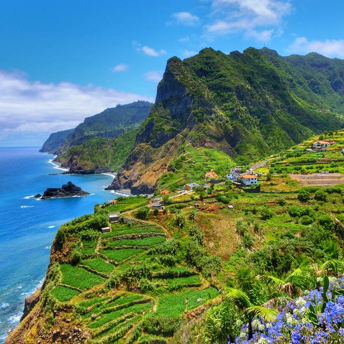 Scenic coastal mountain view in Madeira