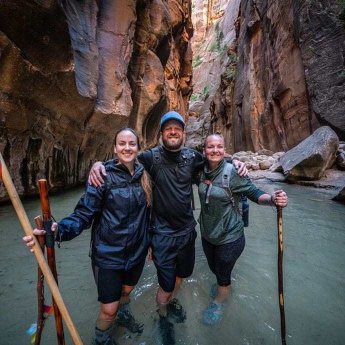 Wading the Narrows of Zion National Park, Utah