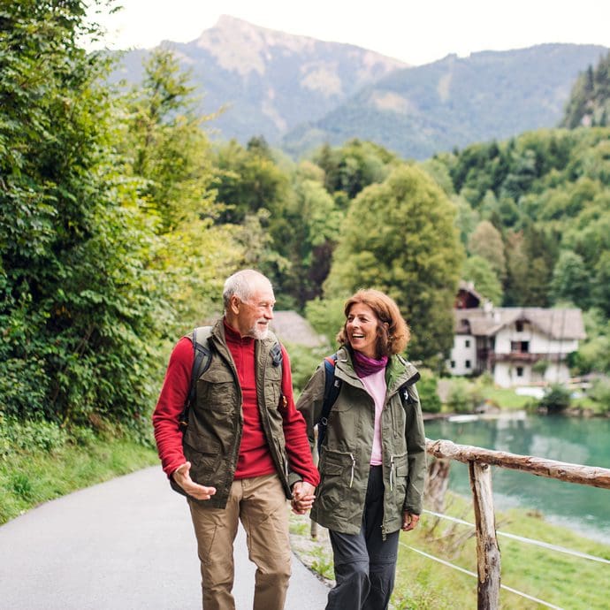 Couple on a walking trip