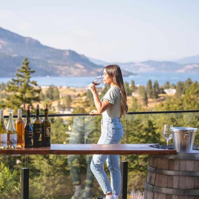 Wine tasting at Indigenous World Winery, West Kelowna - Indigenous Tourism BC/Brendin Kelly