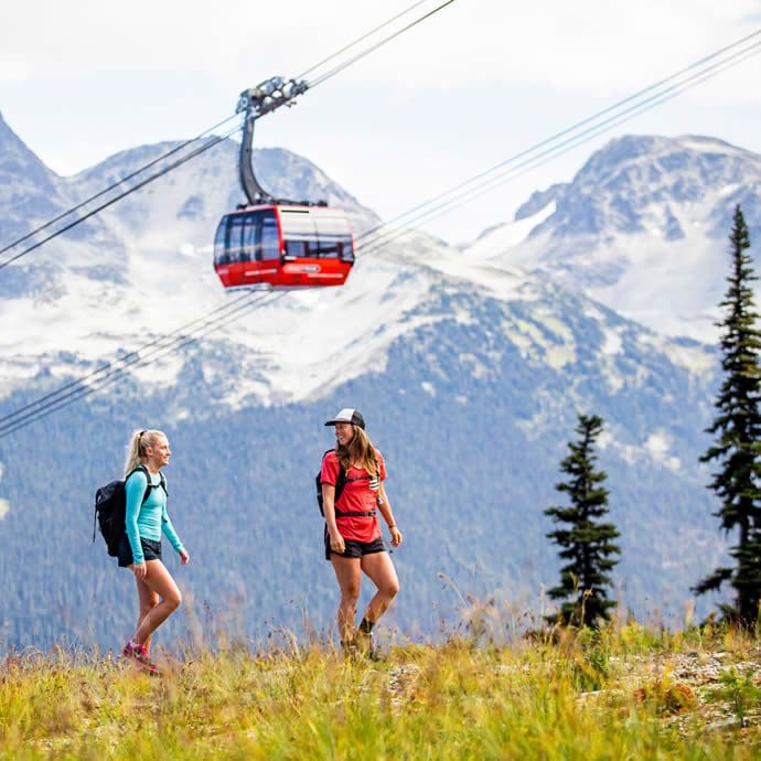 Hiking in Whistler while the PEAK 2 PEAK gondola runs overhead - Tourism Whistler/Mark Mackay