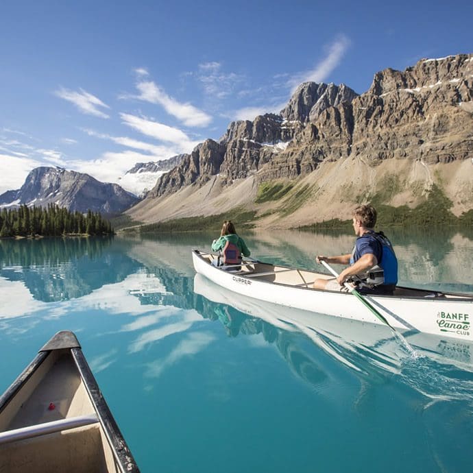 Canoeing Bow Lake, Alberta - Banff & Lake Louise Tourism/Noel Hendrickson Canoeing Bow Lake, Alberta - Banff & Lake Louise Tourism/Noel Hendrickson