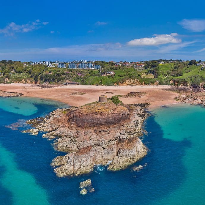 Drone shot, Portelet Bay, Jersey Drone shot, Portelet Bay, Jersey