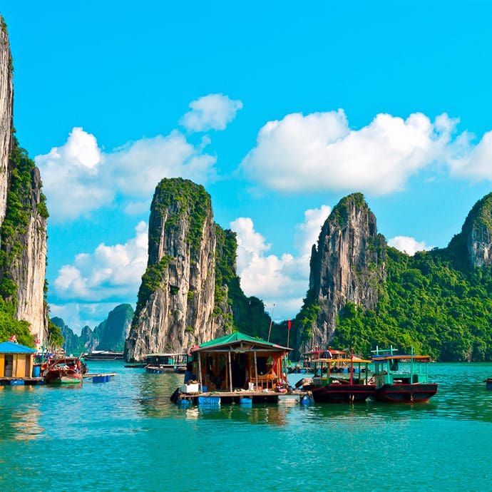 Halong Bay floating village, Vietnam Halong Bay floating village, Vietnam