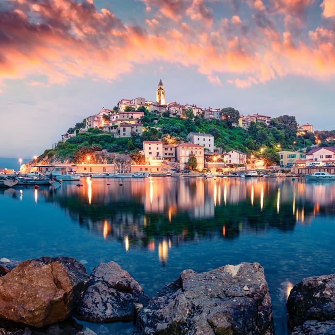 Vrbnik town, Krk island, Kvarner bay archipelago Vrbnik town, Krk island, Kvarner bay archipelago